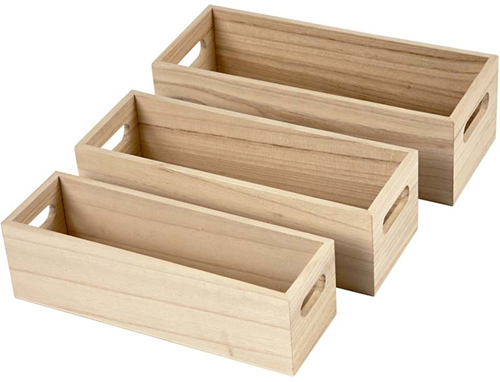 CC Houten Opslagkratten Set H:7,5-6,5 cm