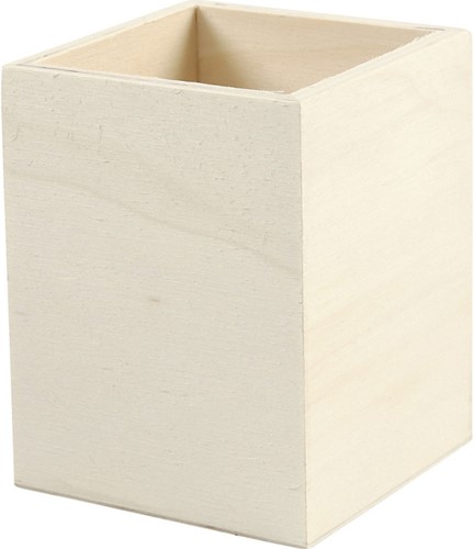 CC Houten Pennenbakje Vierkant 7,5x7,5x9,5 cm