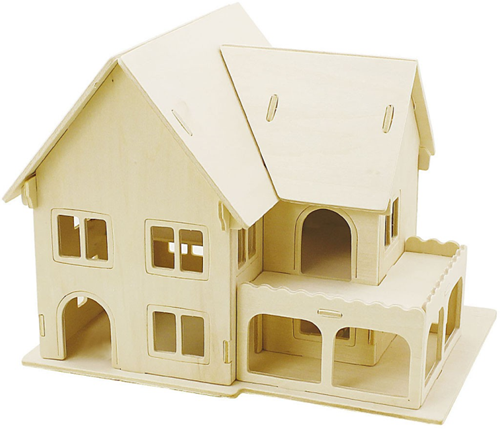 CC 3D Houten Constructie Set Huis - afm 22,5x16x17,5 cm