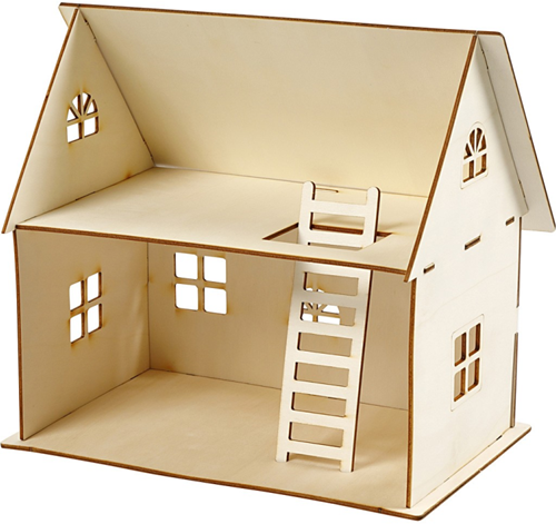 CC DIY Houten Poppenhuis 18x27x25 cm