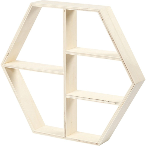 CC Houten Display Kast Hexagon 33,5x38,5x5 cm