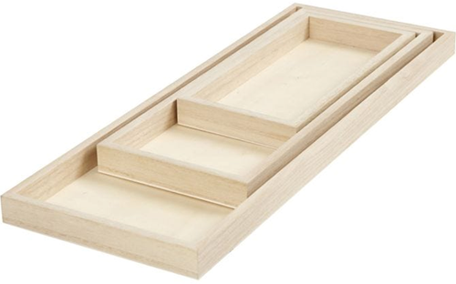 CC Houten Dienbladen Set 40x15 cm 3 stuks