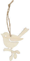 CC Houten Vogel 9 cm 5 stuks