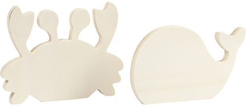 CC Houten Waterwereld Figuren Krab & Walvis 16x12 cm