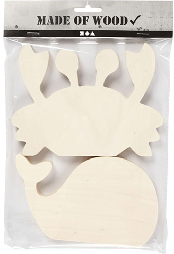 CC Houten Waterwereld Figuren Krab & Walvis 16x12 cm-2