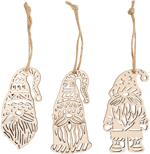 CC Houten Scandinavische Kerstkabouter Hangers 3 stuks
