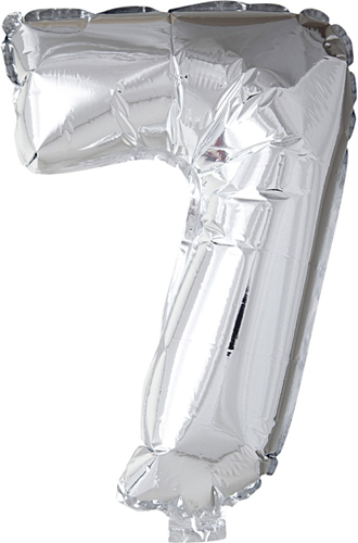 CC Foil Balloon, silver, 7, H: 41 cm, 1 pc