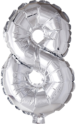 CC Foil Balloon, silver, 8, H: 41 cm, 1 pc