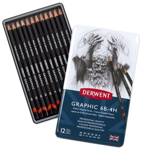 Derwent Graphic Set Potloden Medium 12 Stuk-2
