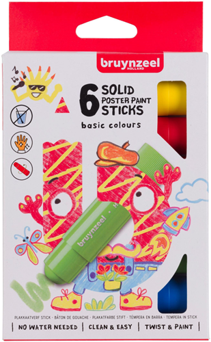 Bruynzeel Plakkaatverf Sticks Set Basis 6 stuks