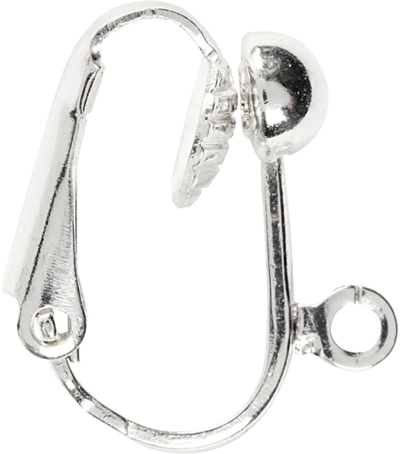 CC Clip-On Earrings, silver-plated, L: 16,5 mm, W: 1,5 mm, hole size 1,6 mm, 6 pc/ 1 pack