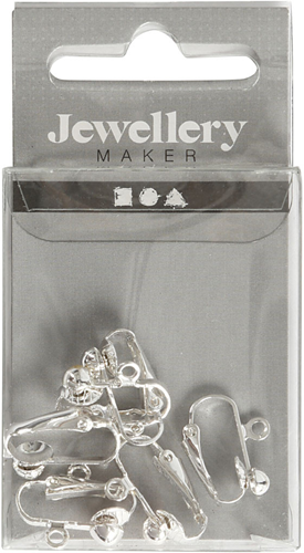 CC Clip-On Earrings, silver-plated, L: 16,5 mm, W: 1,5 mm, hole size 1,6 mm, 6 pc/ 1 pack-2