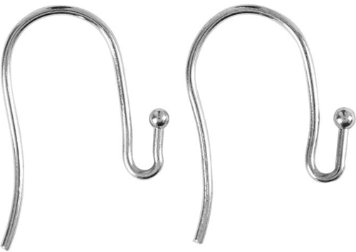 CC French Ear Wires, silver-plated, L: 21 mm, thickness 0,7 mm, 6 pc/ 1 pack