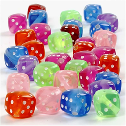 CC Dice Bead Mix, 105 g, size 7x7 mm, hole size 1,5 mm, 125 ml/ 1 pack