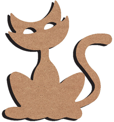 MDF Figuur Kat in Nacht 15 cm