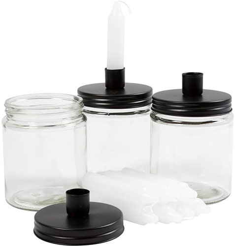 CC Glazen Pot met Kandelaar 15 cm Per Stuk
