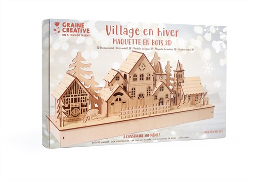 GC Houten DIY Miniatuur Set Winter Dorp 44x12x18 cm