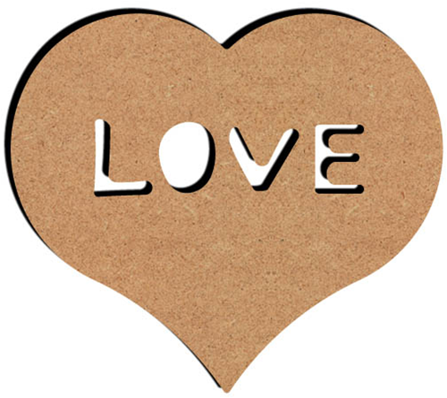 MDF Figuur Hart Love 15 cm