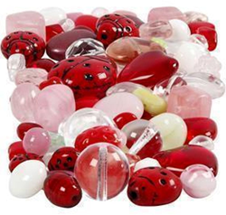 CC Glazen Kralen Lieveheersbeestjes 5-22 mm Rood 60 gr