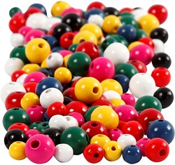 CC Houten Kralen 12 mm Multimix ca 540 stuks diverse kleuren