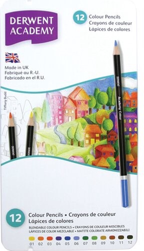 Derwent - Academy Colour Tin of 12 Pencils-2