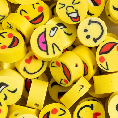 CC Figure beads, Smiley, Dia. 10 mm, hole size 1,5 mm, 60 pc/ 1 pack-3