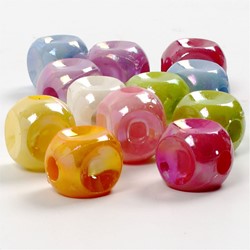 CC Dice Bead Mix, 60 g, size 10x10 mm, hole size 4 mm, 125 ml/ 1 pack
