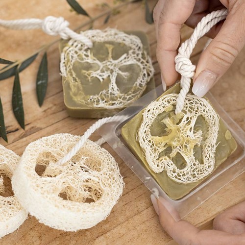 CC Natuurlijke Loofah Spons 10 x 5,5 x 8 cm Licht Naturel 2 stuks-2