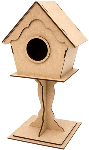 MDF Kit Vogelhuisje op Voet 15x15x32 cm