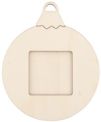 Houten Foto Kerstbal 9x11 cm 6 stuks