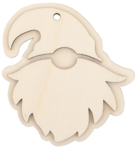 Houten Kerstornament 8x8,6 cm Kerstman 4 stuks