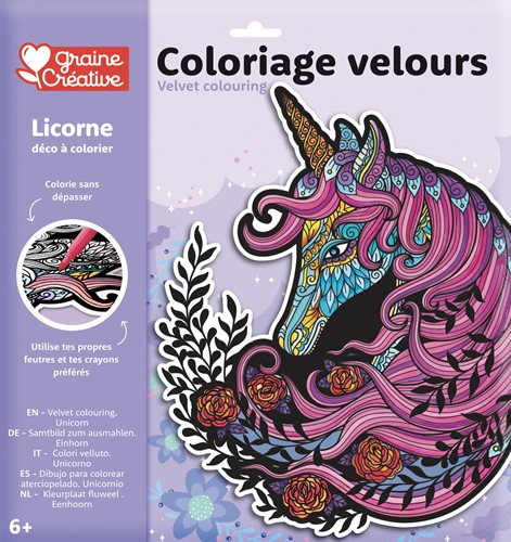 GC Velours Kleurplaat 30x30 cm - Eenhoorn
