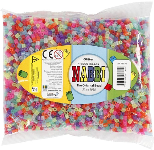 Nabbi Strijkkralen 6000 stuks Glitterkleuren