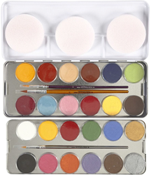 CC Water-Based Face Paint, assorted colours, 24 colour/ 1 set
