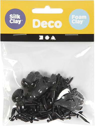 CC Eyes and snouts for modeling, black, size 8x6+14x11 mm, Dia. 3+6 mm, 20 set/ 1 pack-2