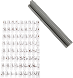 CC Rubber stamps set, white, letters, numbers, H: 6 mm, 1 set