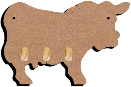 Gomille MDF Sleutelbord Koe 15x11 cm