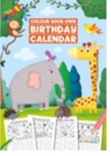 Color your own Birthday Calendar Theme Jungle Animals