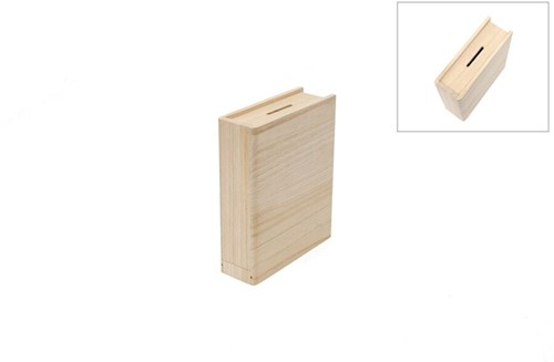 Houten Spaarpot Boek 21x17x6 cm