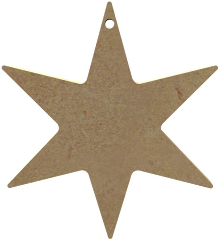 Gomille MDF Figuur 6 Puntige Ster 10 cm