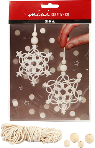CC Mini Craft Kit, macramé snowflake, H: 10 cm, 1 pack