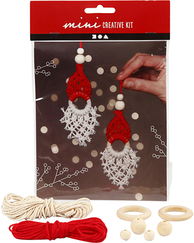 CC Mini Craft Kit, macramé Christmas elf, H: 14 cm, 1 pack