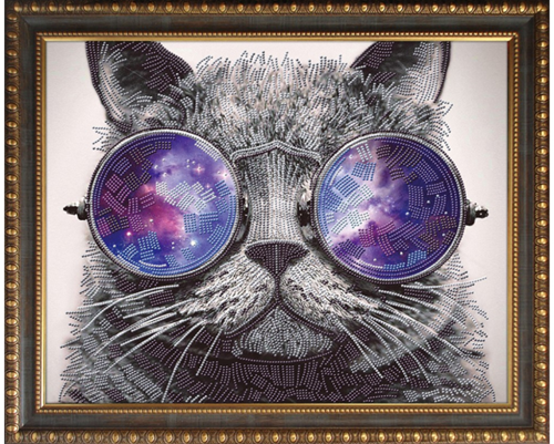 Diamond Painting Kat met zonnebril 40x50cm