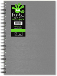 Artgecko Flashy Spiraal  Schetsboek A4 Portret 150gr 40 vel Wit Grijze Omslag