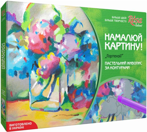 Rosa Start Oliepastel Hortensia Set 25x35 cm-2