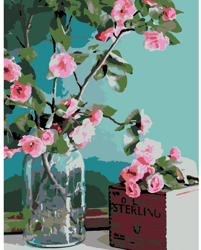 Rosa Start Schilder op Nummer Tederen Bloemen 35x45 cm