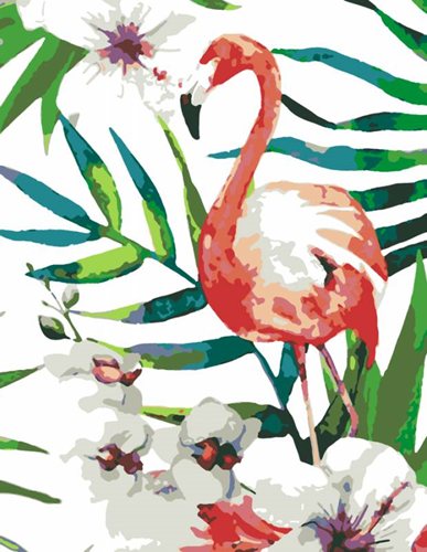 Rosa Start Schilder op Nummer Tropische Flamingo 35x45 cm