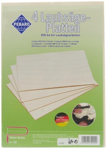 Pebaro Houten Figuurzaag Plaat Populier A4 4 stuks