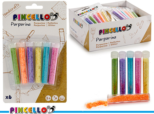 Pincello Glitter Set Buisjes Multigekleurd 6x3gr