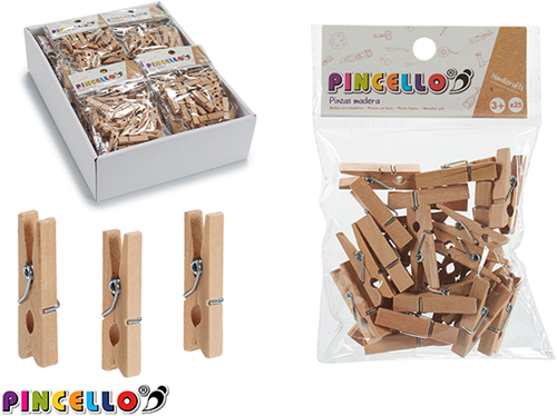 Pincello Houten Wasknijpers 3 cm 35 stuks